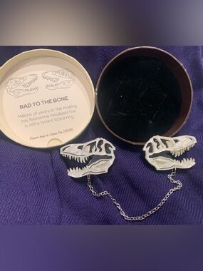 Erstwilder Dinosaur Brooch - Bad to the Bone T-Rex Skull Sweater Clips
